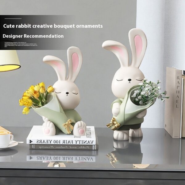 Cream Rabbit Vase Decoration Living Room